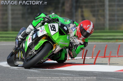 2009-09-26 Imola 1479 Variante alta - Superbike - Qualifyng Practice - Luca Scassa - Kawasaki ZX 10R